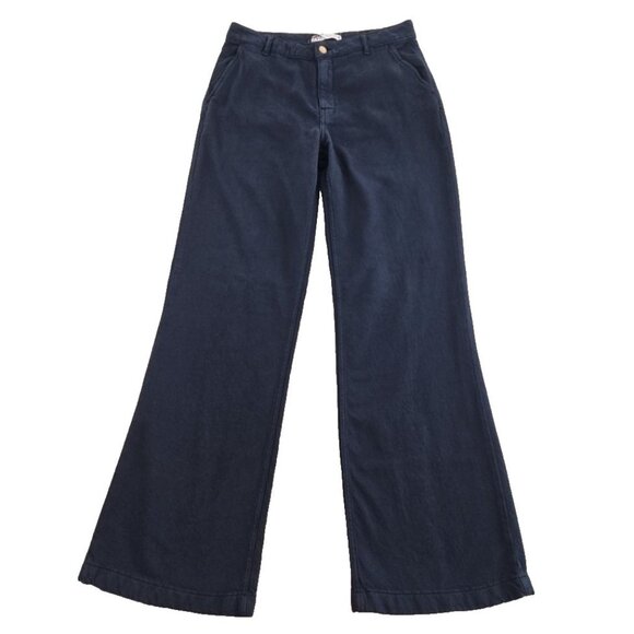 Zara Wide Leg Pants Women's 4 (32x32) Navy Blue NEW NWT 100% Cotton Supersoft - Picture 1 of 15